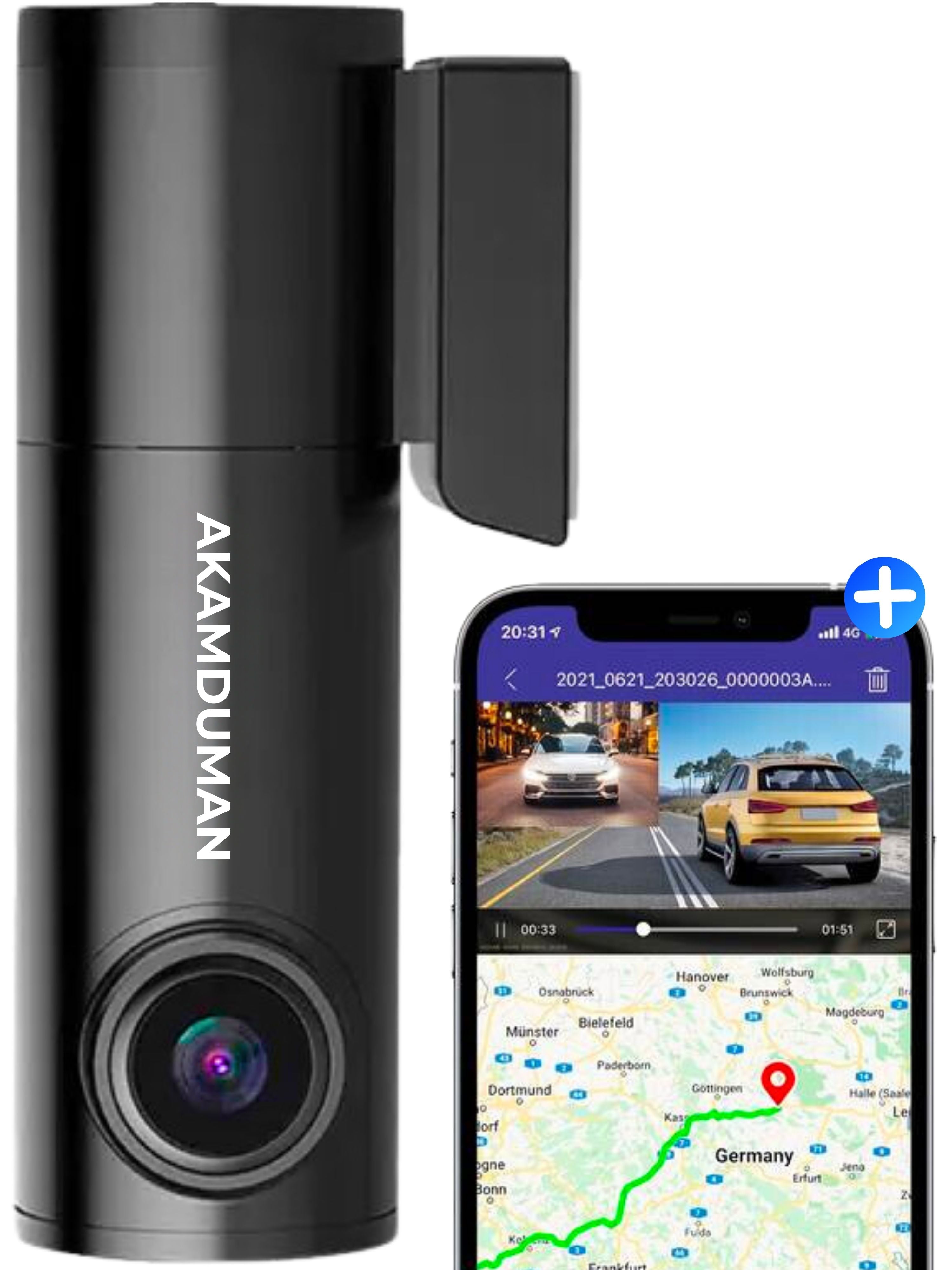 "AKAMDUMAN® Ultra 4K 3-in-1 Dashcam - Multifunctionele dashcam voor kristalheldere 4K-opnames - AKAMDUMAN