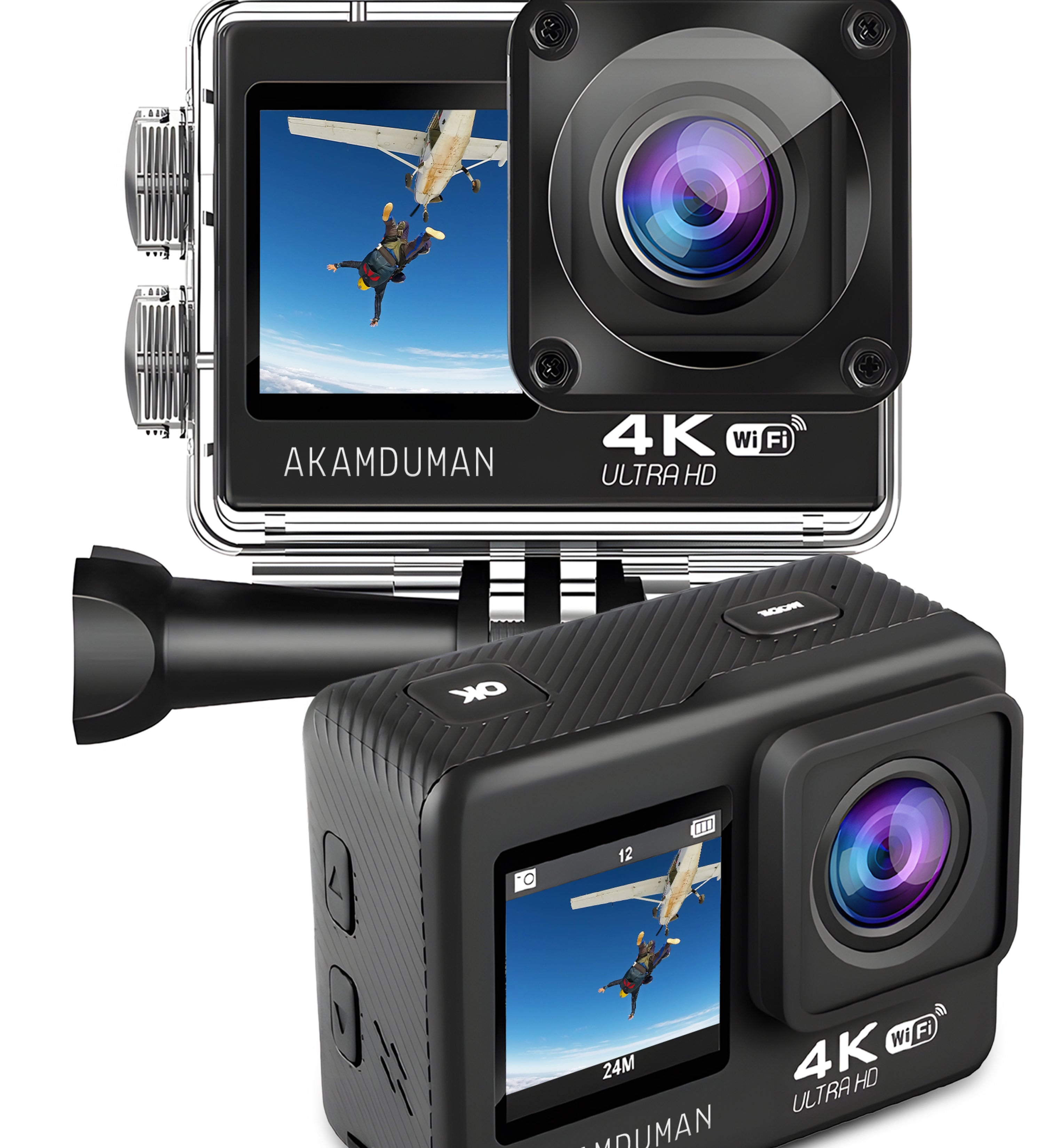 AKAMDUMAN® Actiecamera 4K 24MP 60 FPS - Professionele 4K actiecamera voor vloeiende opnames - AKAMDUMAN®