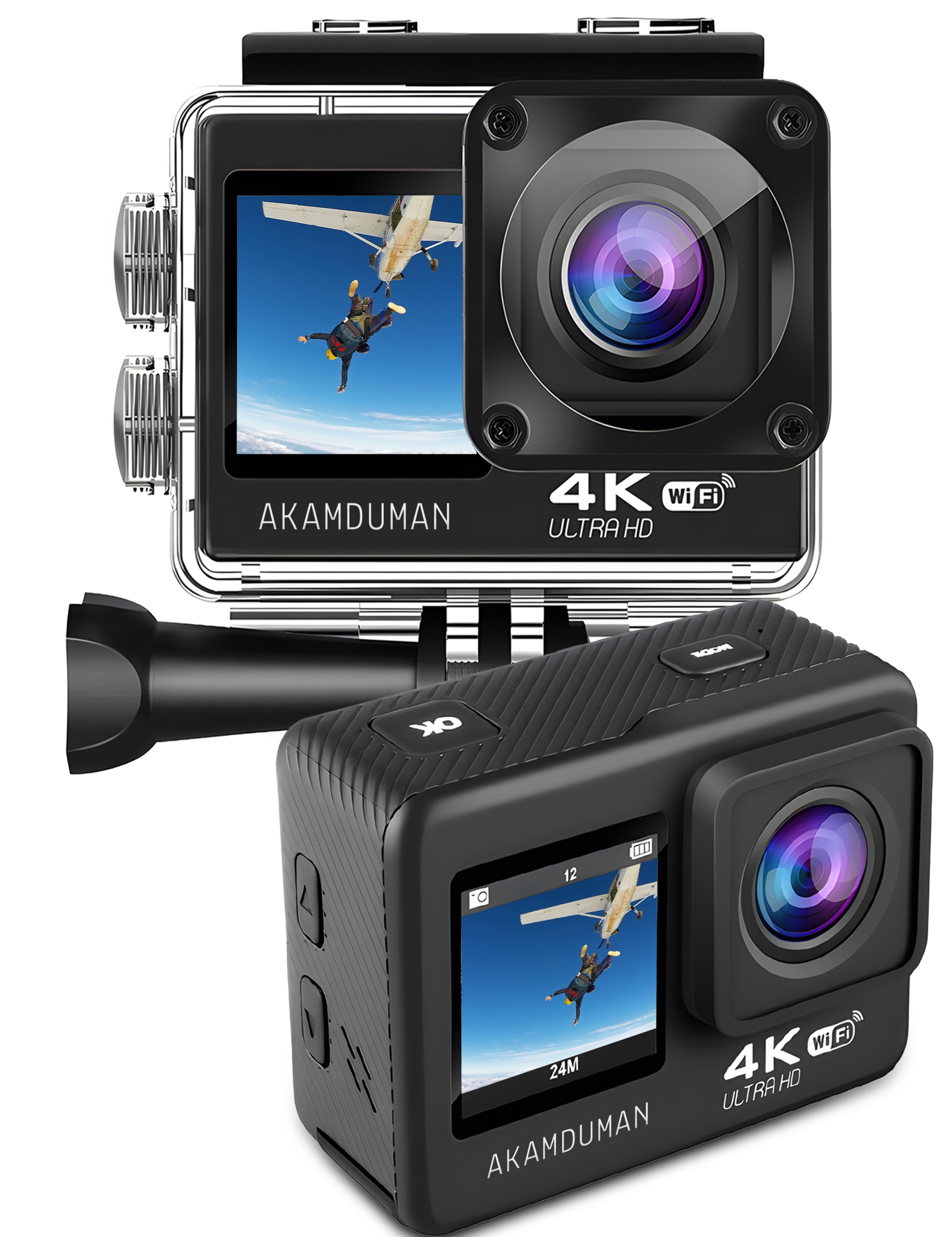 AKAMDUMAN® Actiecamera 4K 24MP 60 FPS - Professionele 4K actiecamera voor vloeiende opnames - AKAMDUMAN®