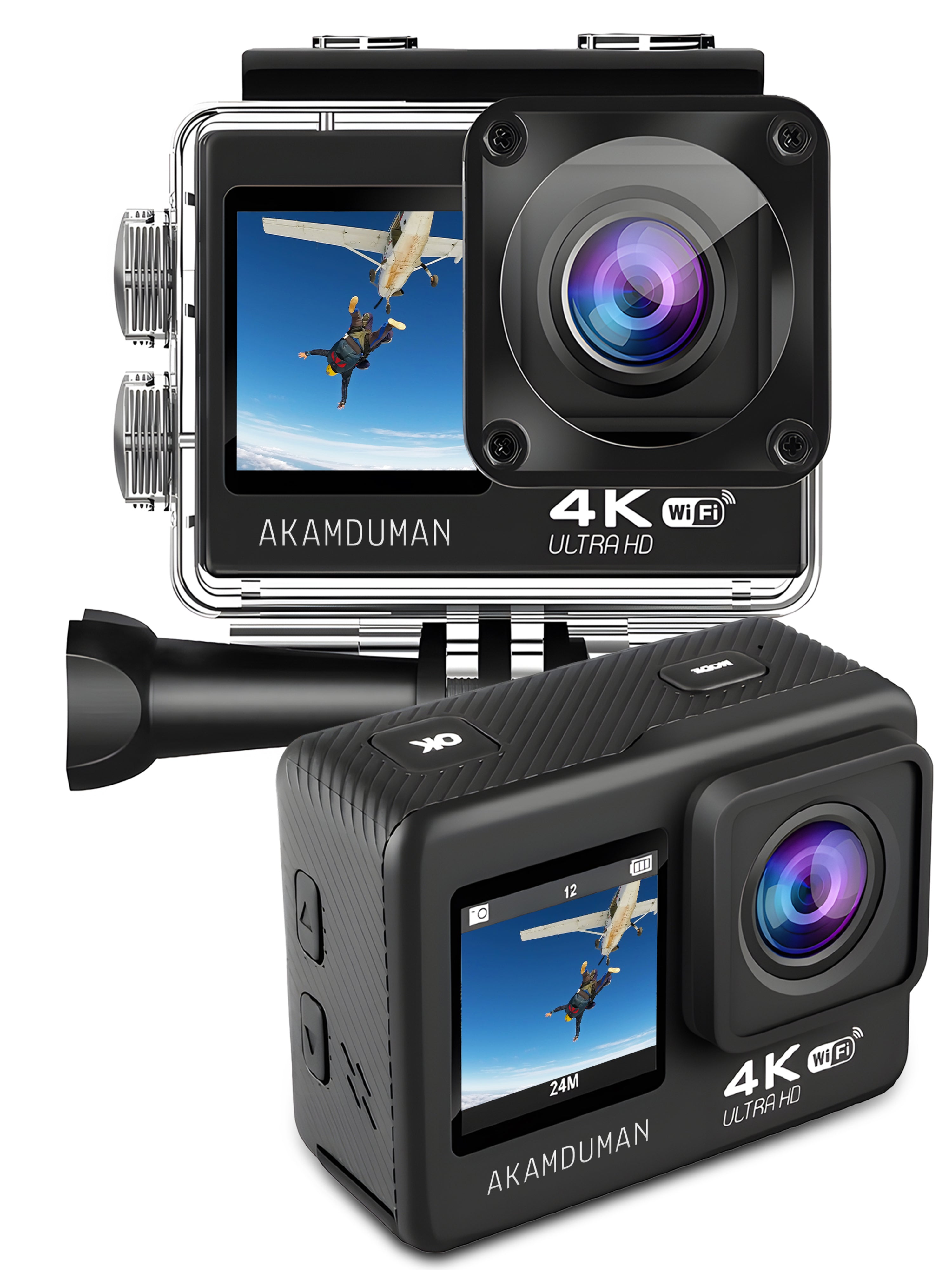 AKAMDUMAN® Actiecamera 4K 24MP 60 FPS - Professionele 4K actiecamera voor vloeiende opnames - AKAMDUMAN®